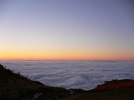 今日の夕焼け、どこまでも広がる雲海の画像