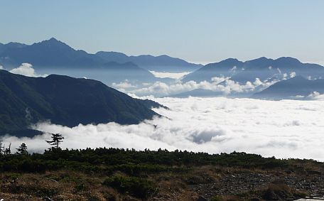 帰路、朝日岳山頂から 雲海が湧いて 08.10.2 帰路、朝日岳山頂から 雲海が湧いて 08.10.2の画像