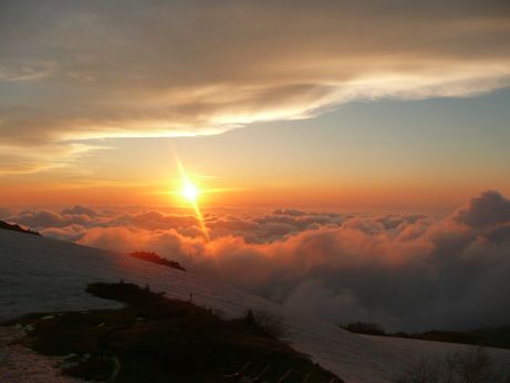 今日の夕焼け、そして見事な雲海 写真